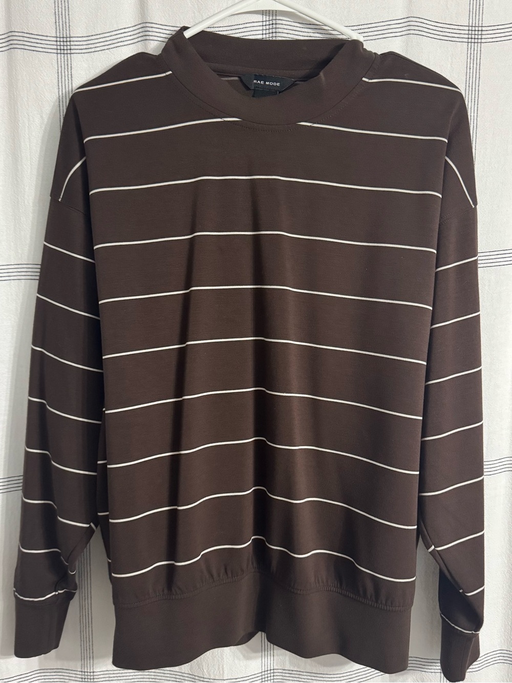 Women’s RaeMode Striped Scuba Sweater Espresso/Cream